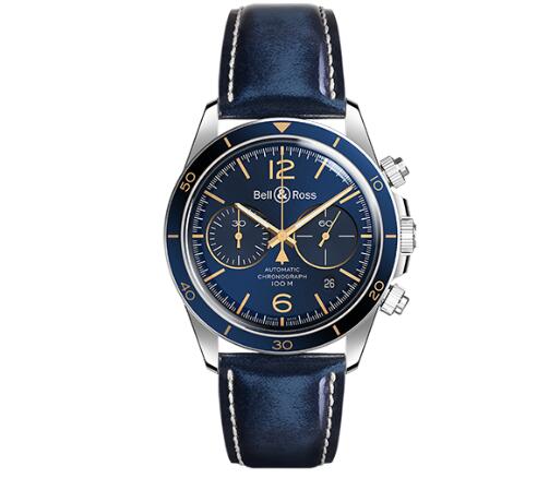 Replica Bell and Ross brv294 Watch BR V2-94 AERONAVALE blue strap BRV294-BU-G-ST/SCA